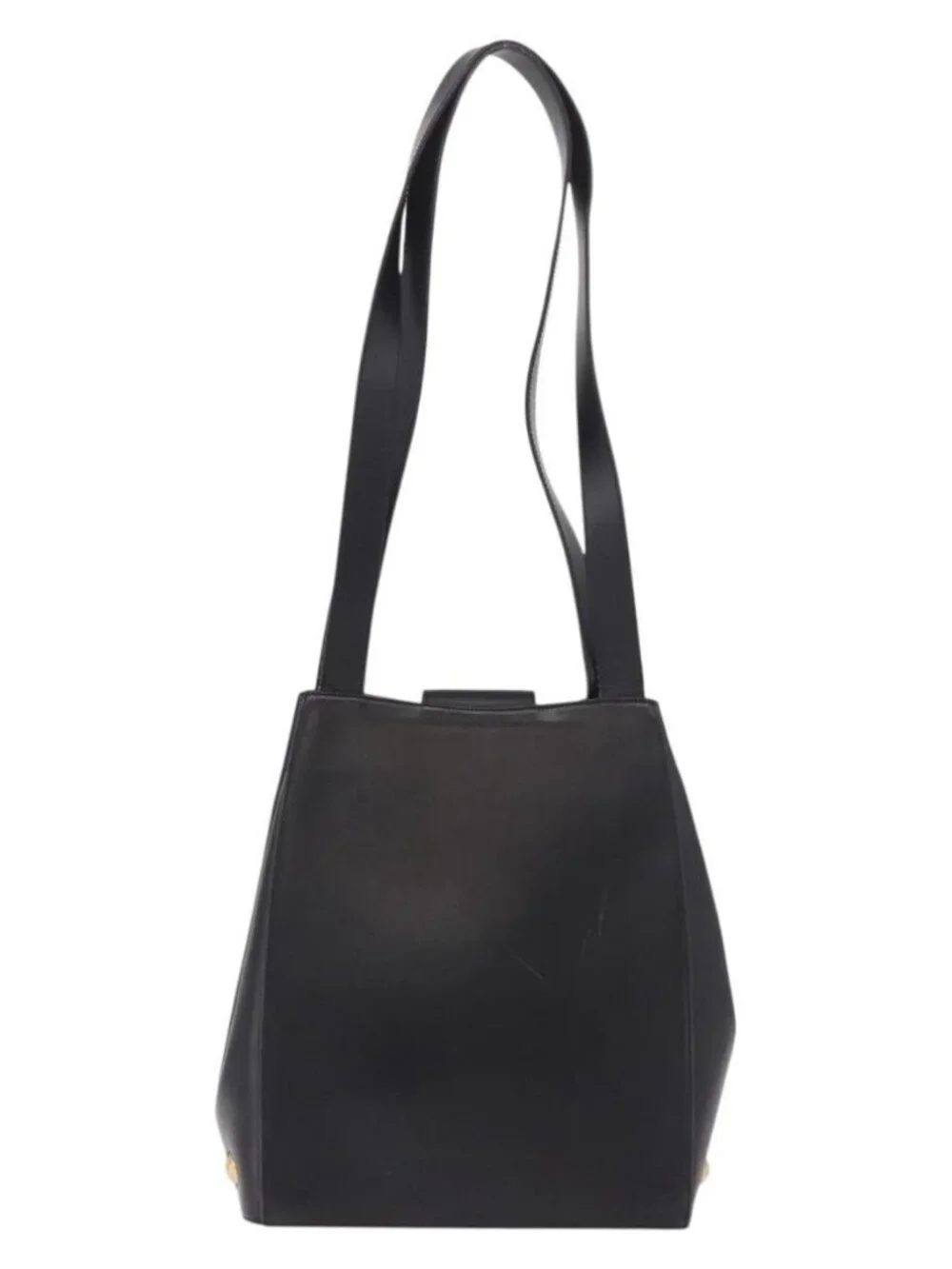 Salvatore Ferragamo Shoulder Bag Leather Black Gold Auth ka4956